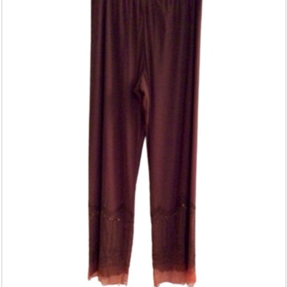 🍃 Haven Bleu Indonesia Brown Ombre Beaded Pants L - Picture 1 of 5